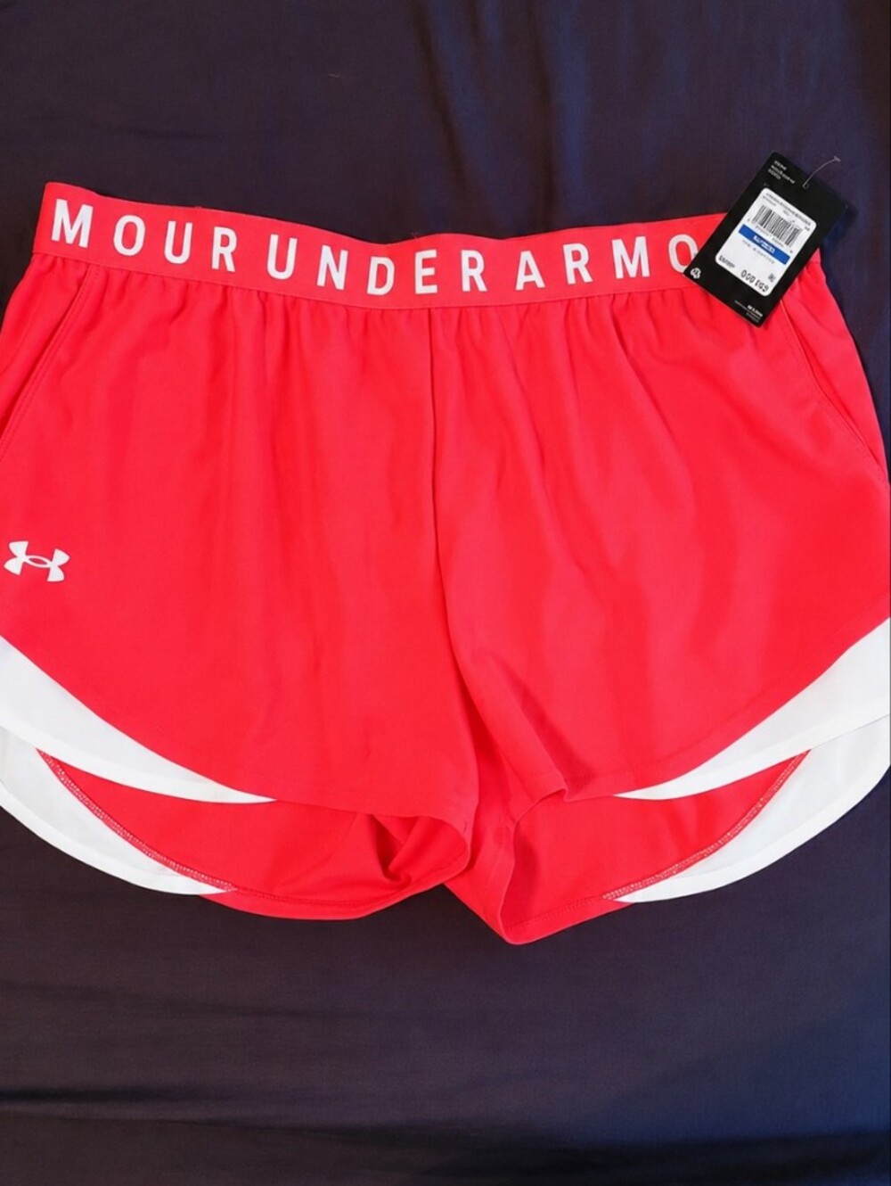 Under Armour Women's Hot Pink Athletic Shorts with White Accents XL
